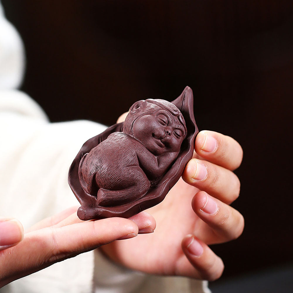 Little Monkey On Bodhi Leaf Tea Pet