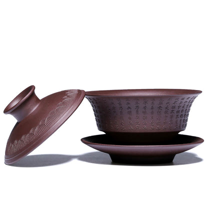 Yixing Purple Clay Heart Sutra Gaiwan