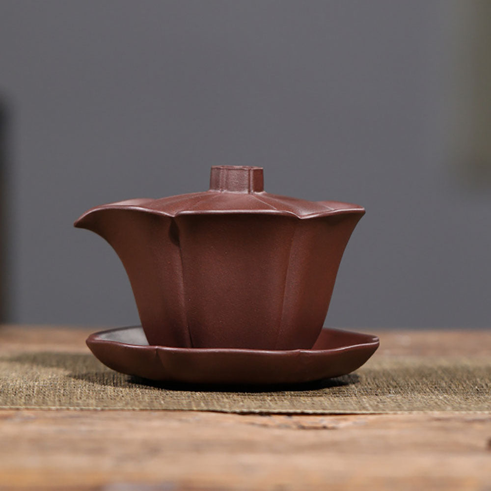 Yixing Red Clay Lotus Gaiwan Teapot Umi Tea Sets
