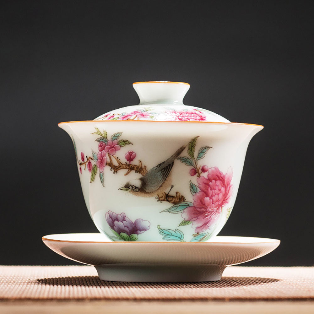 Hand-painted Flowers And Birds Gaiwan