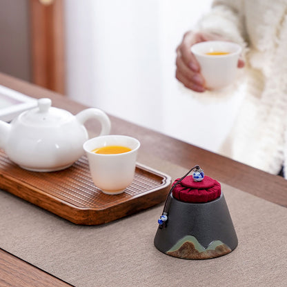 Japanese Mountain Ceramic Tea Caddy