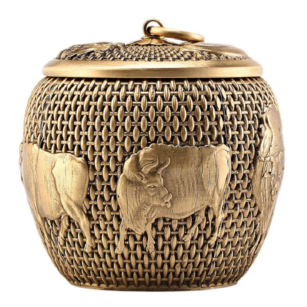 Five Cattles Brass Tea Caddy