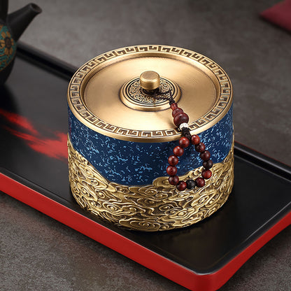 Auspicious Clouds Copper Tea Caddy