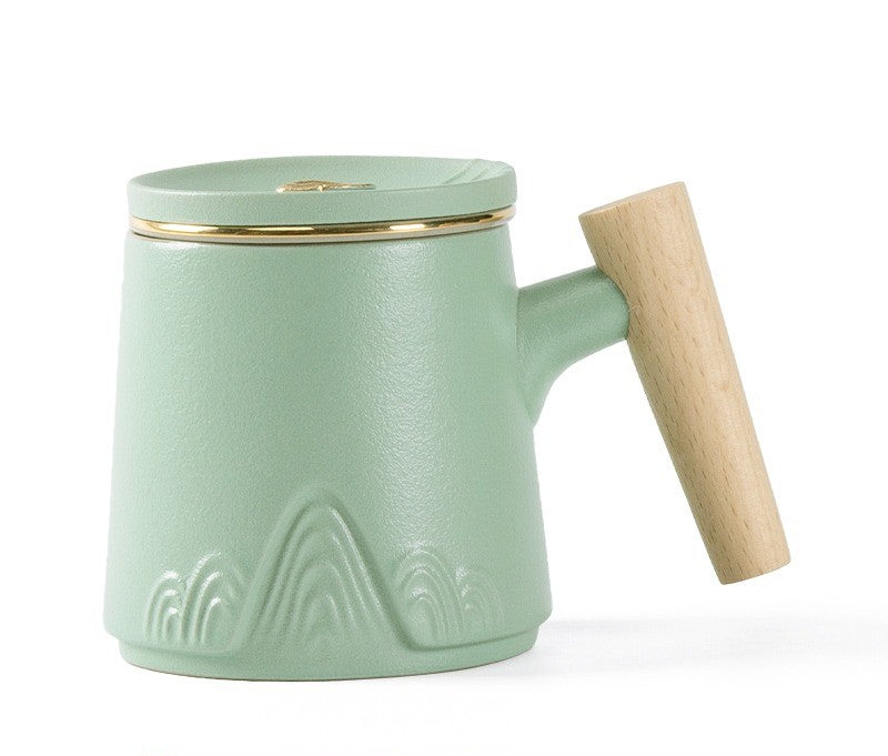 Japanese Mountain Tea Cup With Wooden Handle