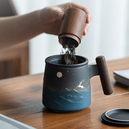 Japanese Sky And Deer Tea Mug