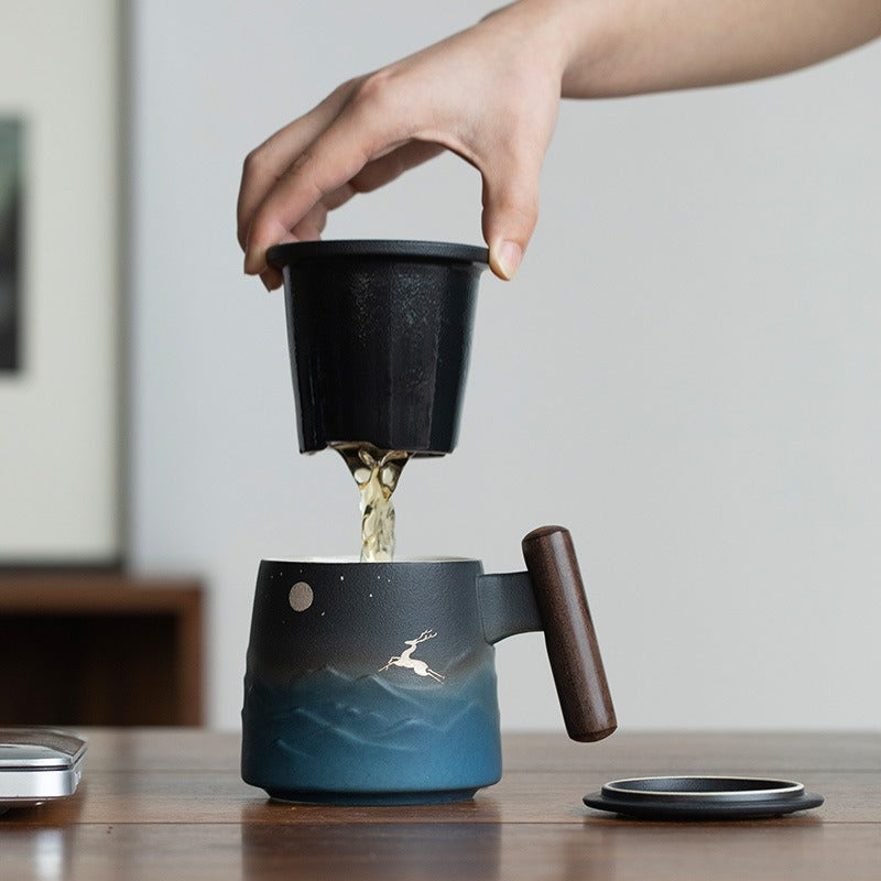 Japanese Sky And Deer Tea Mug