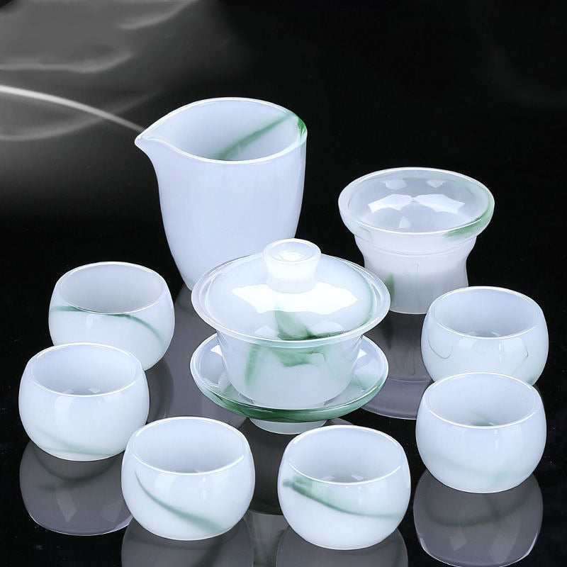 Chinese Ink and Wash Glass Tea Set