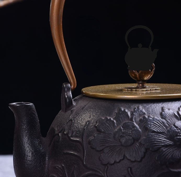 Cast Iron Peony Flower Teapot