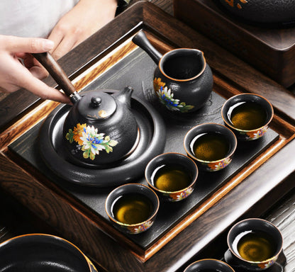 Iron Style Chinese Flowers Tea Set