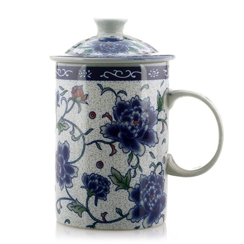 Blue Peony Chinese Tea Cup