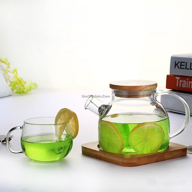 Buy JNSM Glass Teapot with Bamboo Lid, Glass Tea Kettle 1 Litre