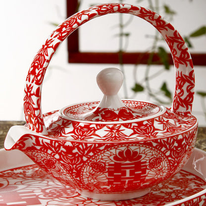 Chinese Wedding Tea Set With Heart Shaped Tray
