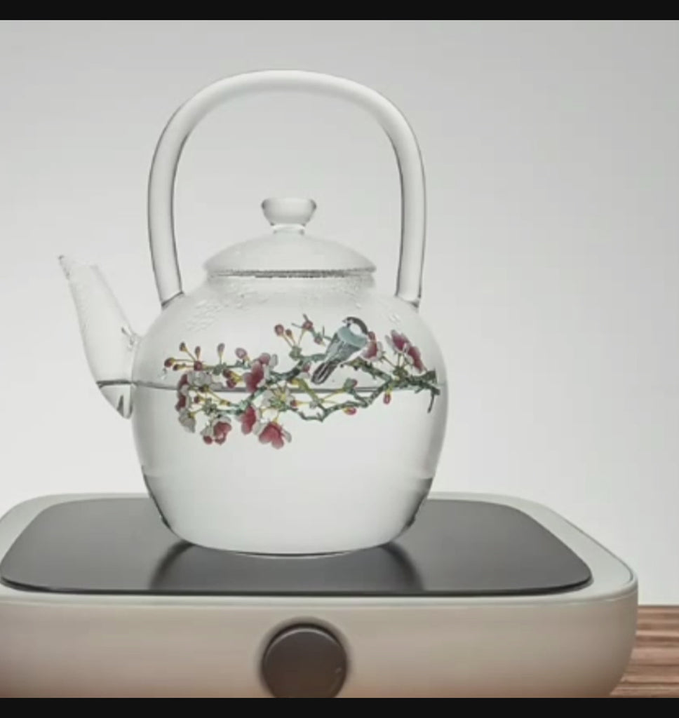 Teabloom Cherry Blossom Teapot & Flowering Tea Set - Stovetop Safe Glass Teapot