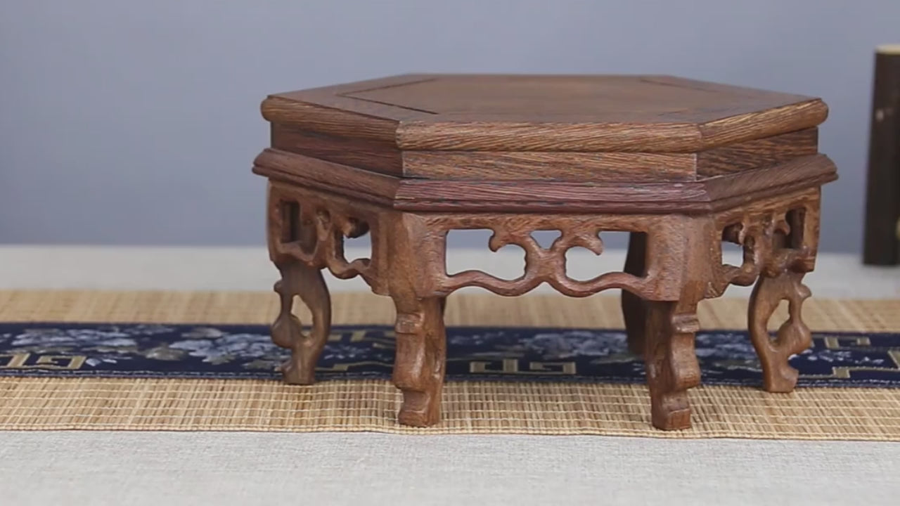Solid Wood Hexagonal Teapot Stand