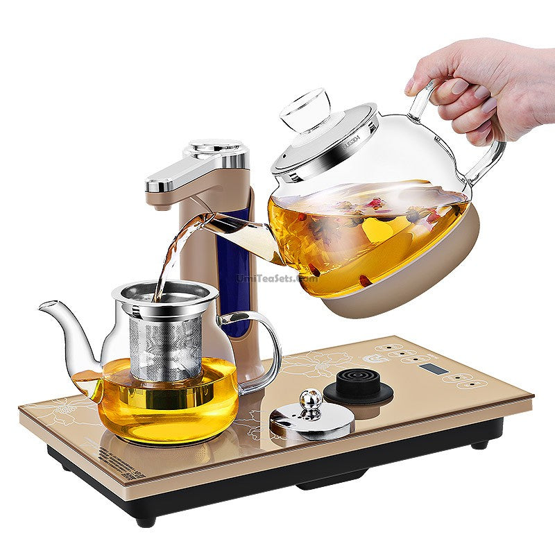 Glass Teapots With Golden Induction Cooker