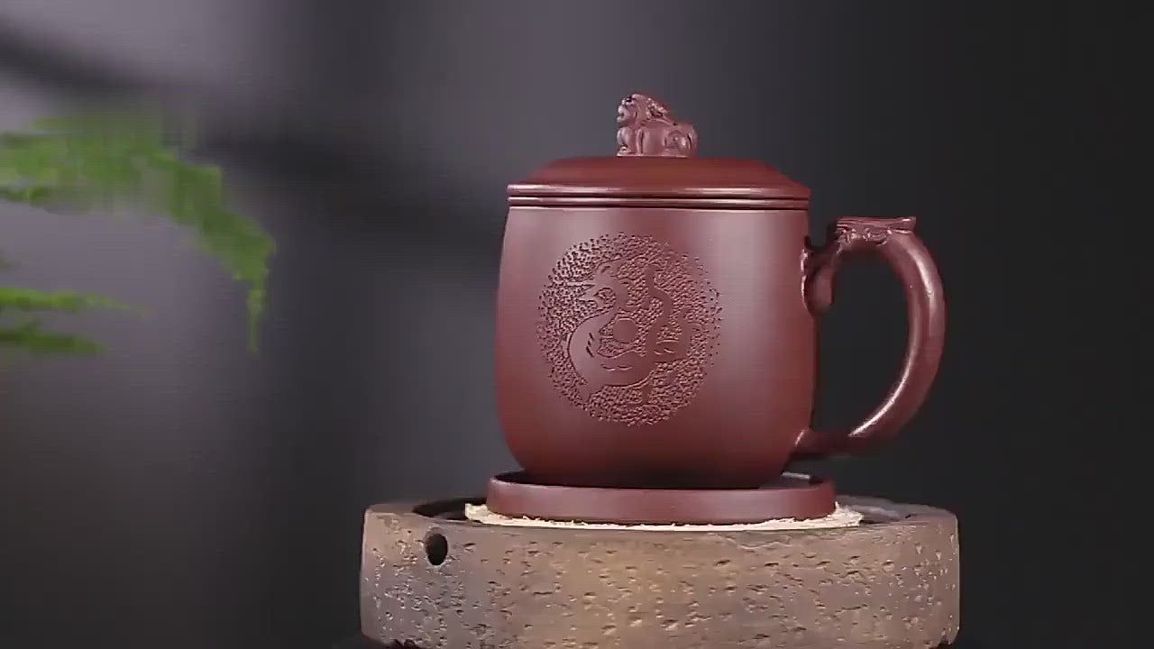 Purple Clay Dragon Tea Cup With Infuser
