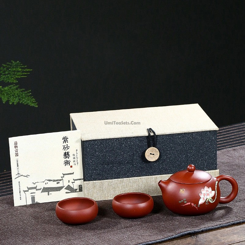 Yixing Red Clay Lotus Xi Shi Tea Set