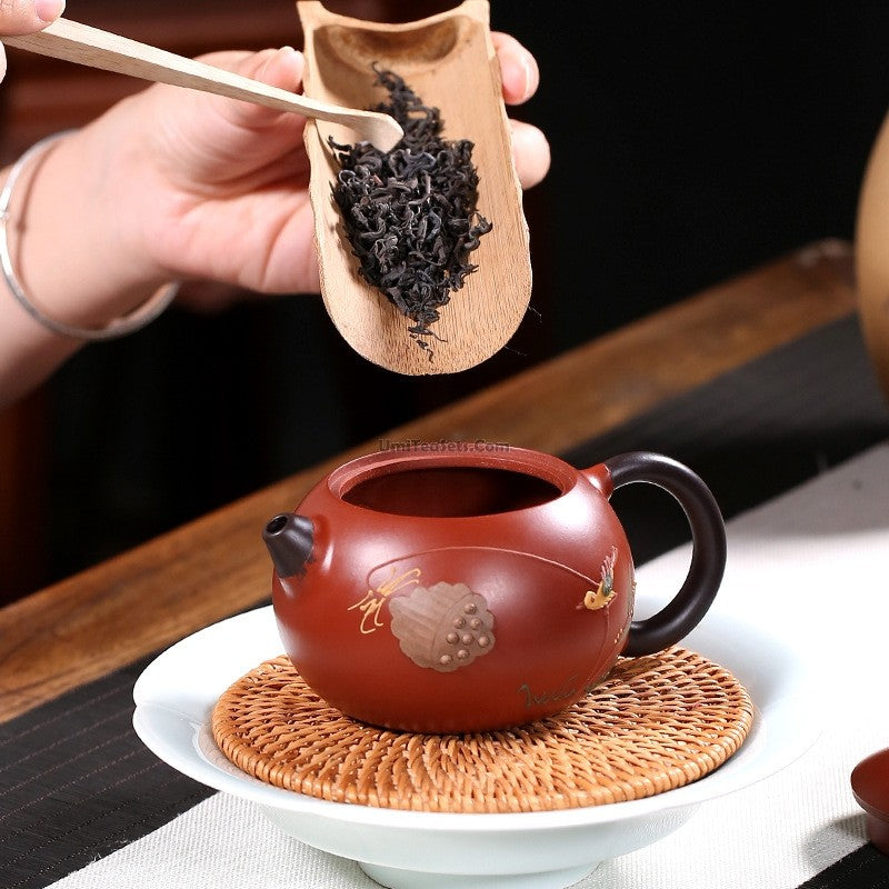 Yixing Red Clay Xi Shi Lotus Teapot