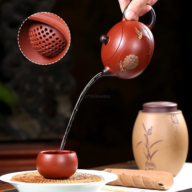 Yixing Red Clay Xi Shi Lotus Teapot