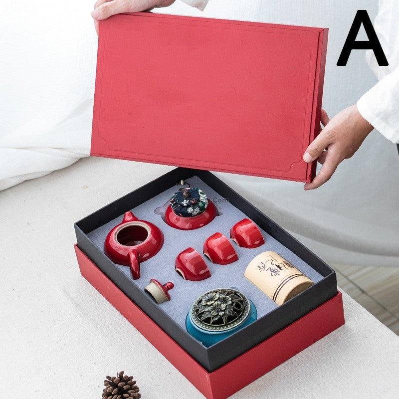 Chinese Red Tea Set With Gift Box