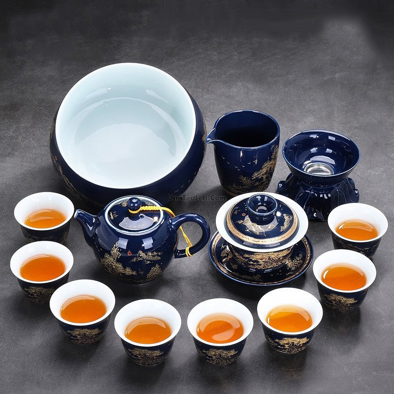 Chinese Blue Landscape Porcelain Tea Set – Umi Tea Sets