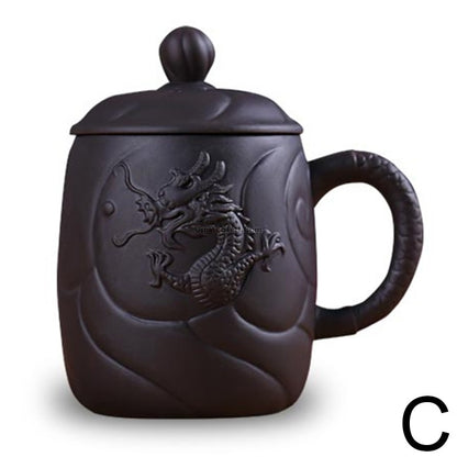 Yixing Purple Clay Dragon Tea Cup With Infuser