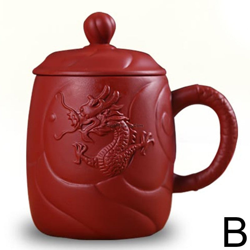 Yixing Purple Clay Dragon Tea Cup With Infuser