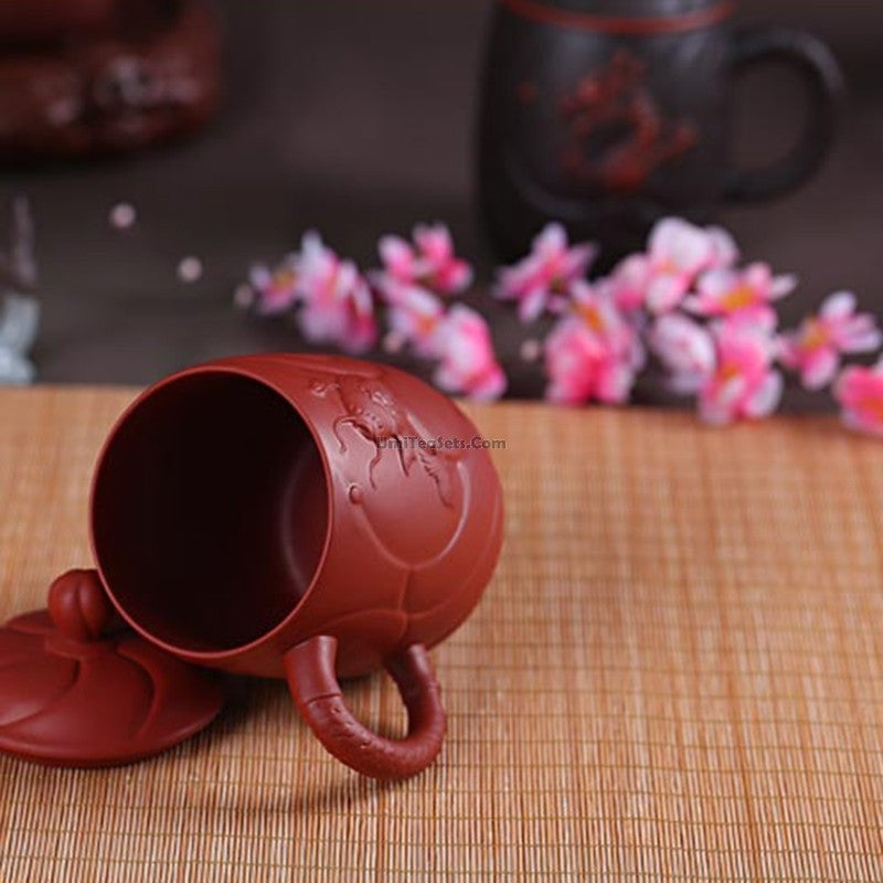 Yixing Purple Clay Dragon Tea Cup With Infuser
