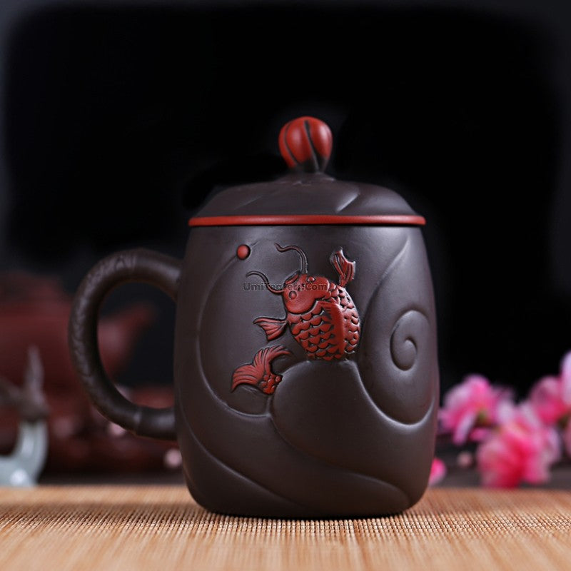 Yixing Purple Clay Dragon Tea Cup With Infuser