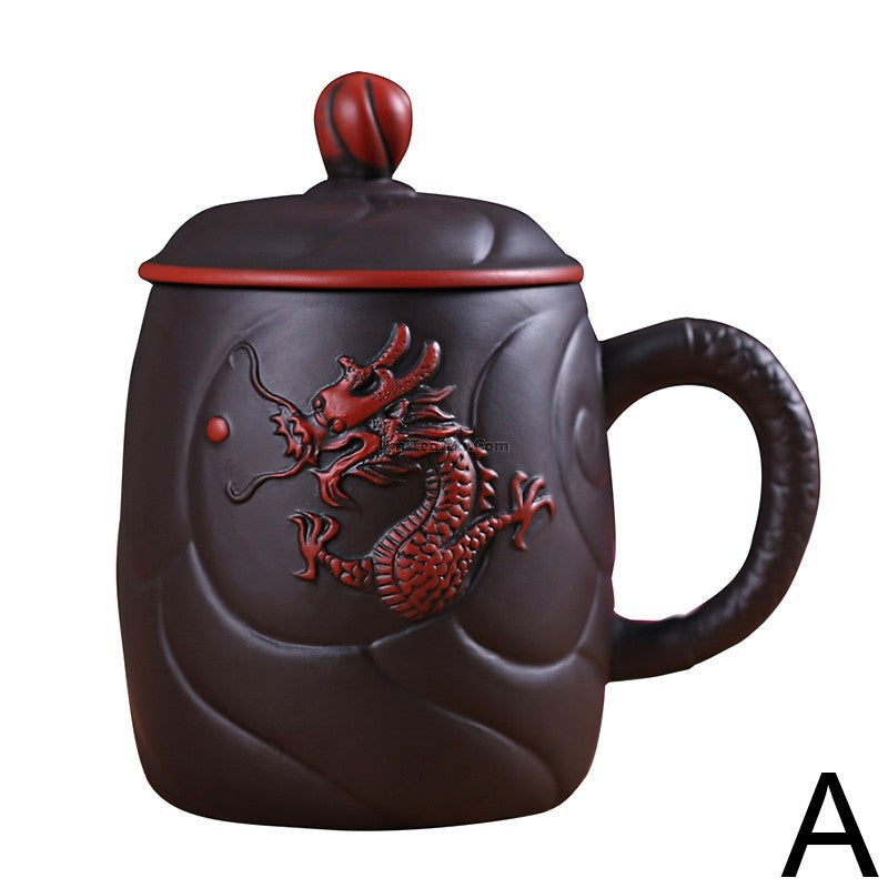 Yixing Purple Clay Dragon Tea Cup With Infuser