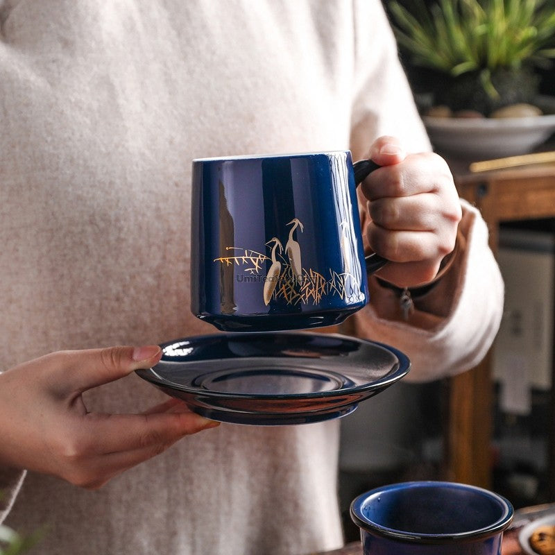 Chinese Blue Flower Office Tea Cup With Infuser