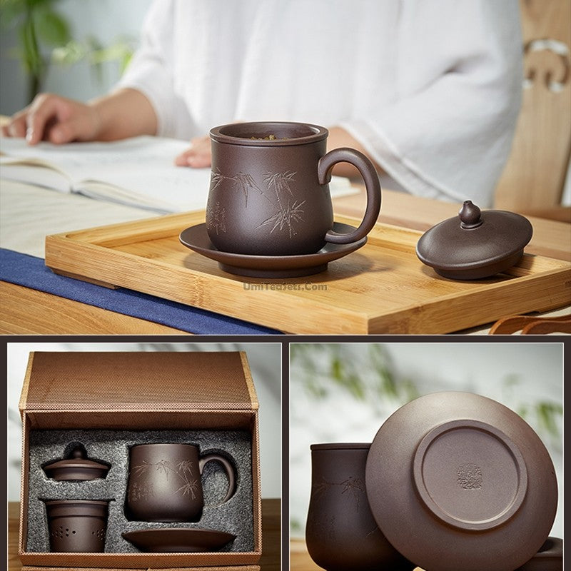 TREASURE PULSE ON フーディー　茶 Authentic Handmade Yixing Tea Cup With Infuser And Saucer – Umi