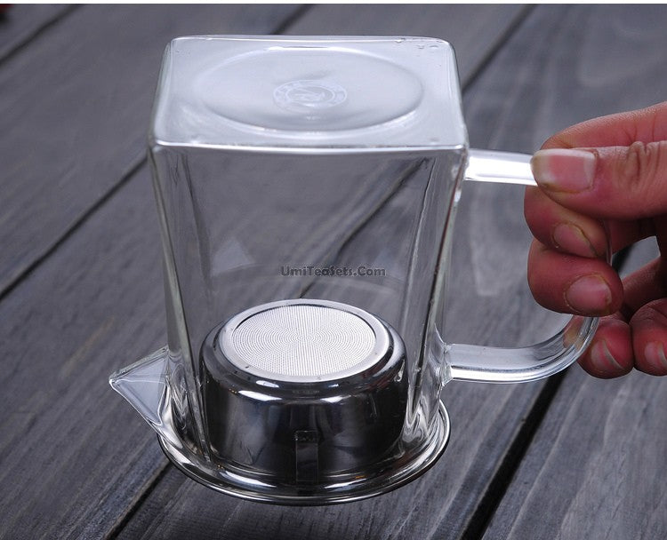 Thickened Glass Fair Cup With Strainer