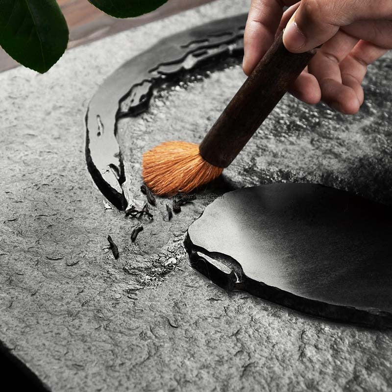 Ice Crack Ruyao Tea Set With Black Stone Tray