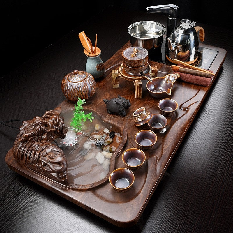 Jun Kiln Automatic Tea Set With Fish Pond Tea Tray
