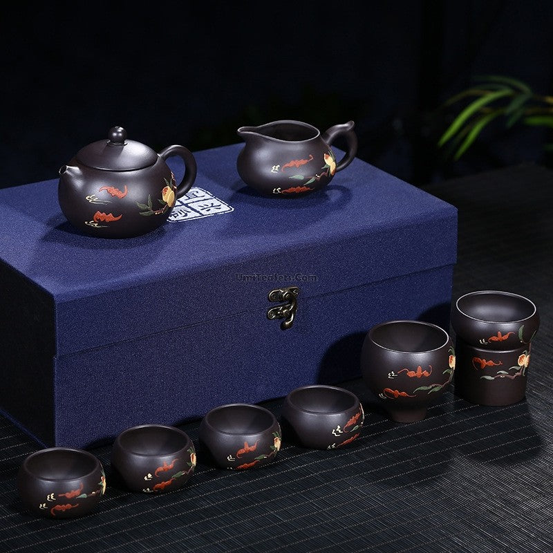 Yixing Black Clay Peach Xi Shi Tea Set