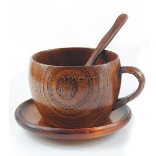 Wooden Tea Cup With Saucer And Spoon – Umi Tea Sets
