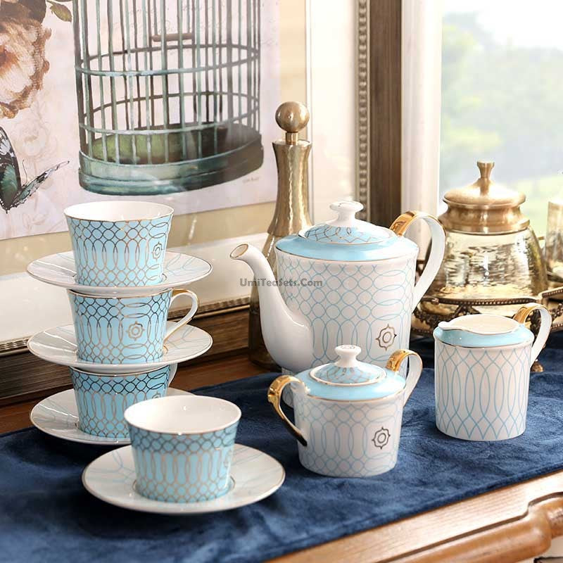Blue Bird English Tea Set Bone China with Warmer 