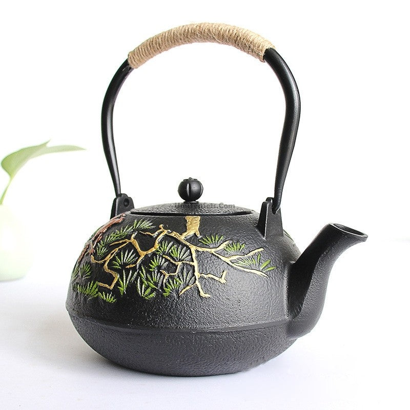 Guest-Greeting Pine Cast Iron Teapot