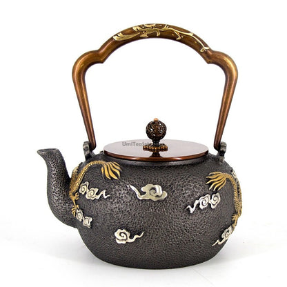 Double Dragon Playing Fireball Cast Iron Teapot