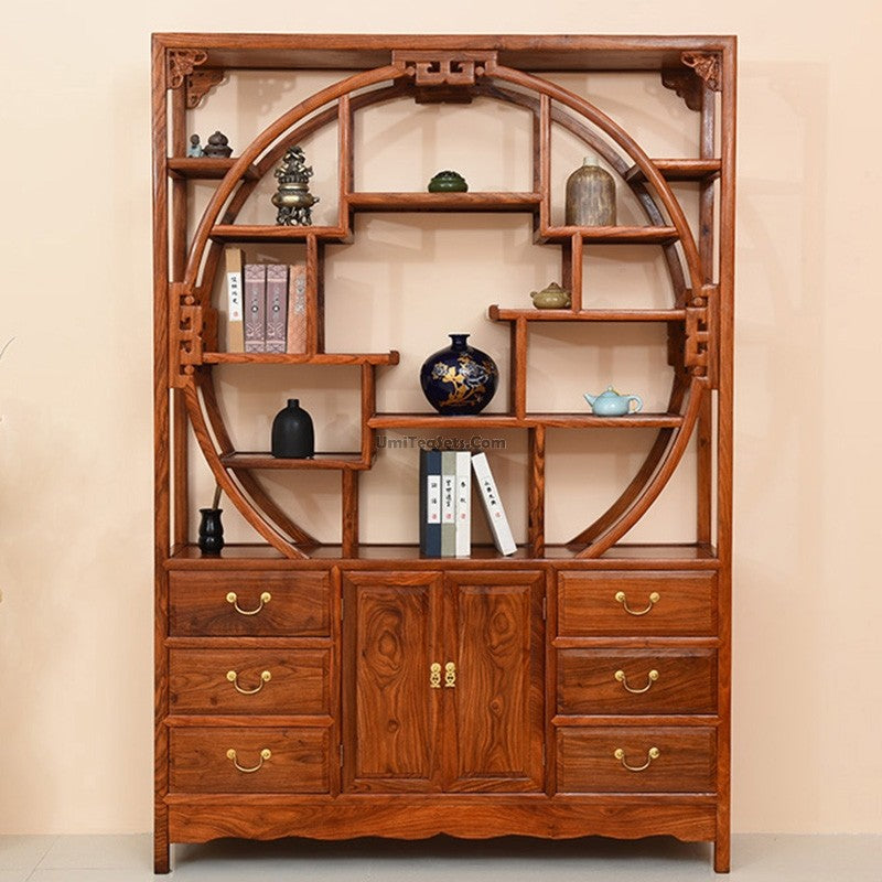 Pterocarpus Erinaceus Wood Curio Display Cabinet Shelf