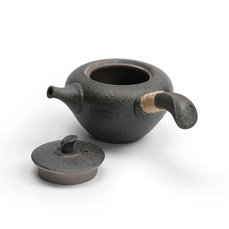 Black Coarse Pottery Japanese Teapot