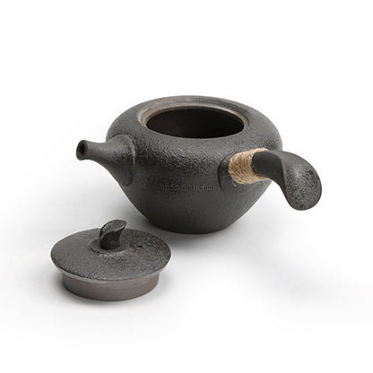 Black Coarse Pottery Japanese Teapot