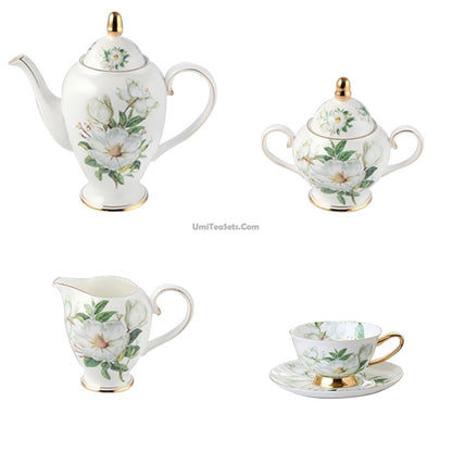 Bone China Camellia Flower Tea Set