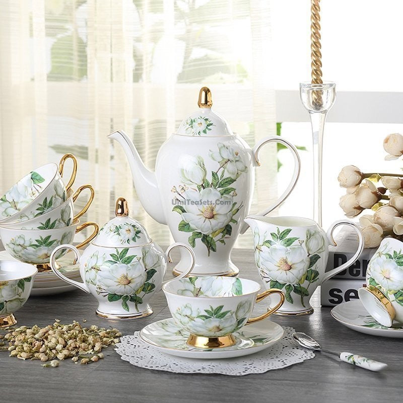 Bone China Camellia Flower Tea Set