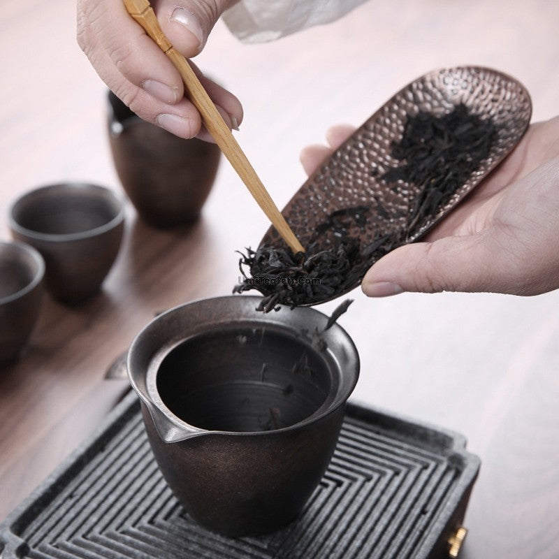 Handmade Bronze Cha He Tea Holder