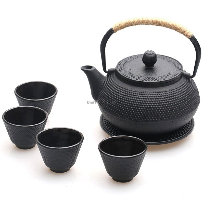 Black Dotted Cast Iron Tea Set