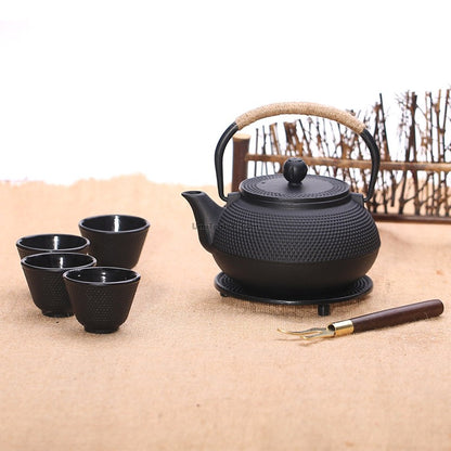 Black Dotted Cast Iron Tea Set