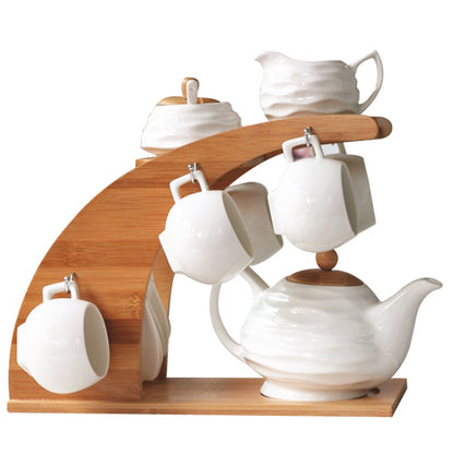 IKEA Bamboo Cup Rack Ceramic Tea Set
