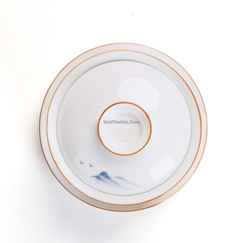 Hand-painted Landscape Porcelain Gaiwan